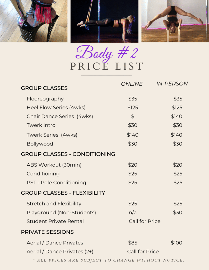 Body Price List Body Price List